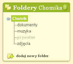 Drzewko folderów Chomika widziane przez właściciela
